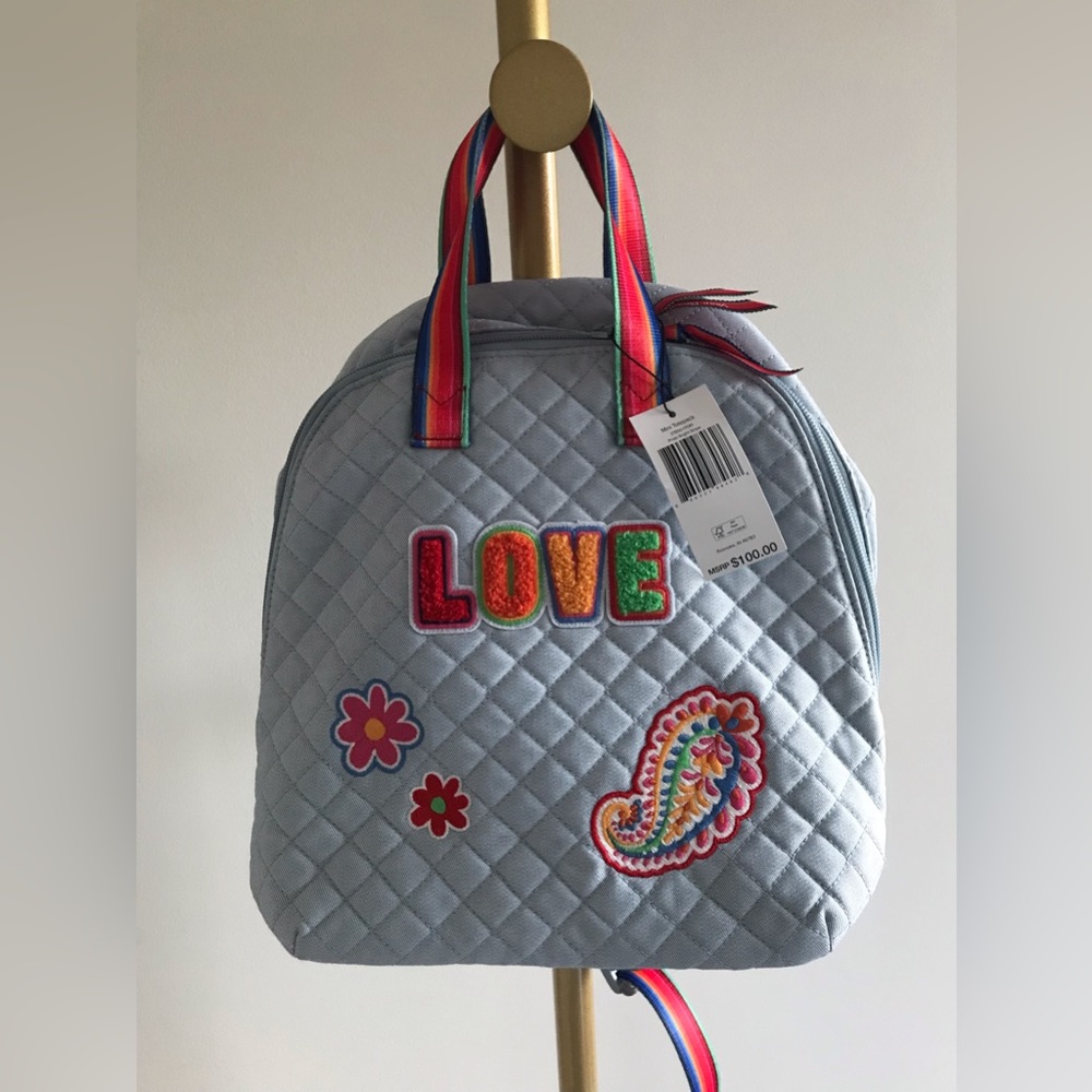 NWT VERA BRADLEY Women's Denim Mini Totepack Backpack, Pride Bright Stripe